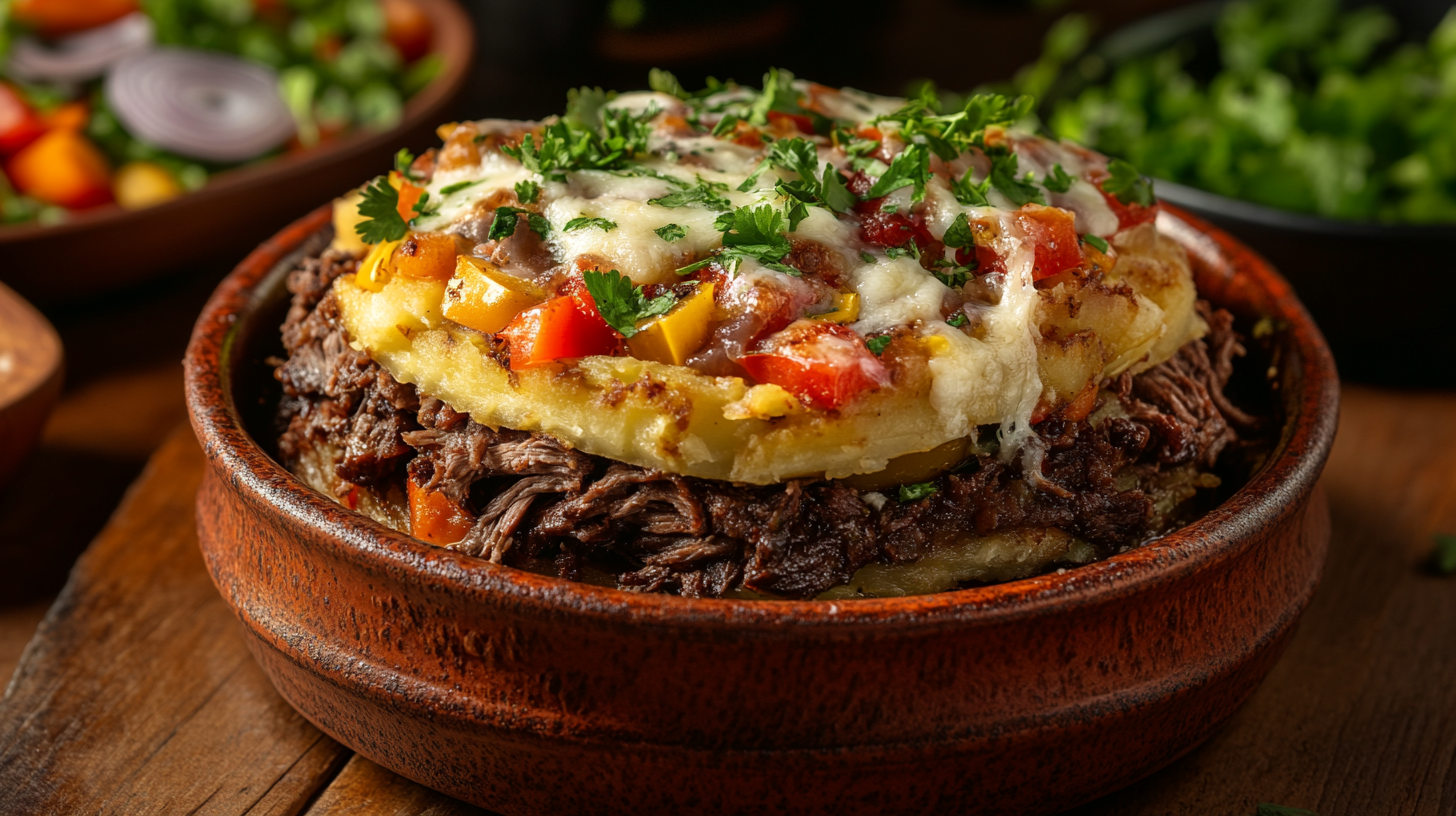 Escondidinho de carne seca pronto e servido