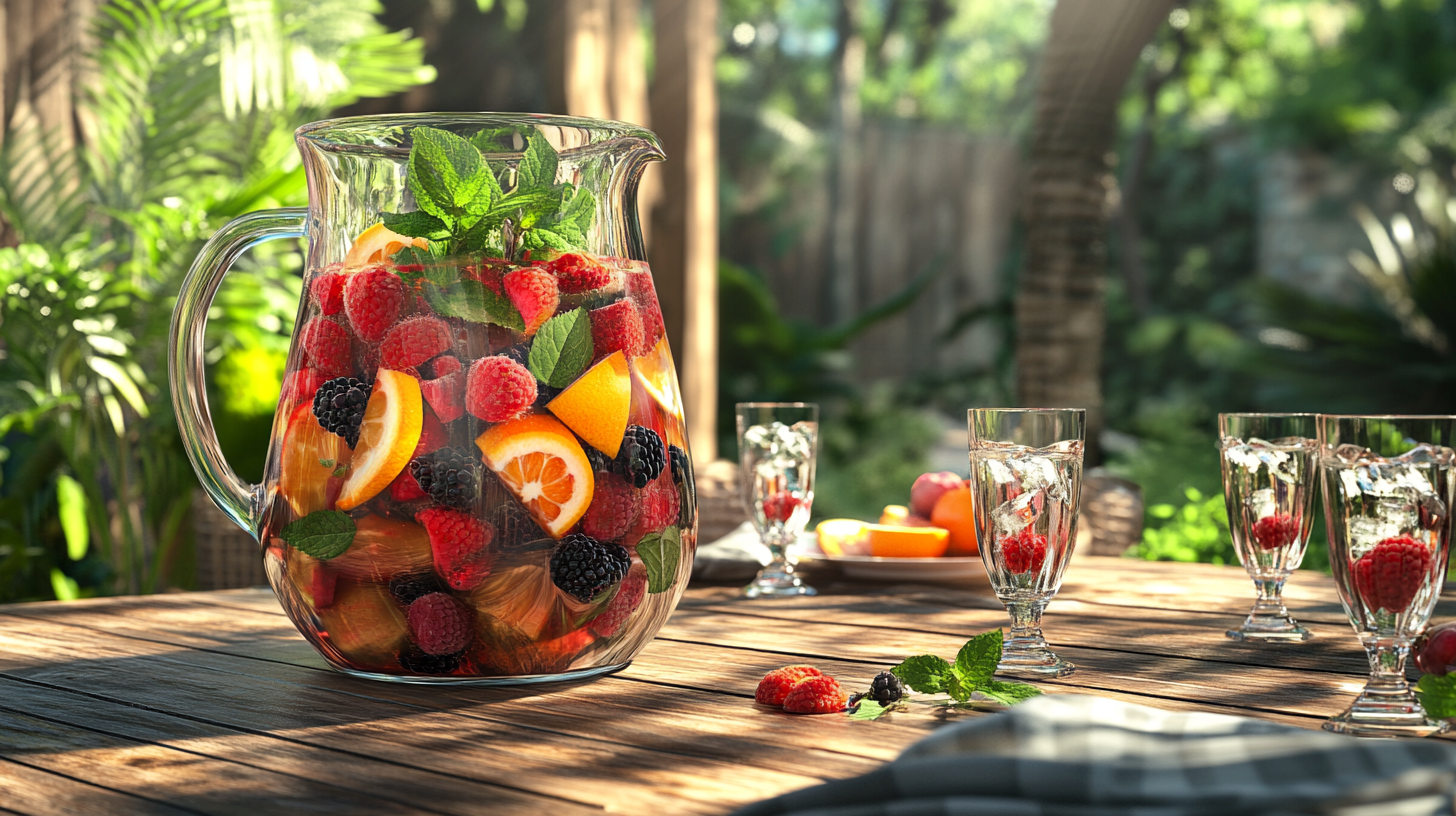 Sangria de Frutas Vermelhas servida em copos