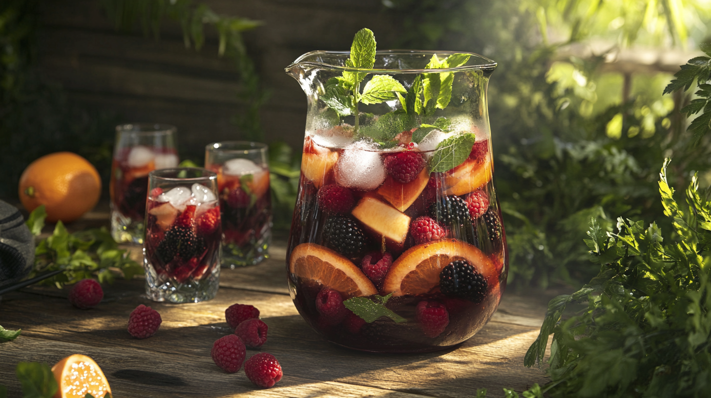 Sangria de Frutas Vermelhas pronta para servir