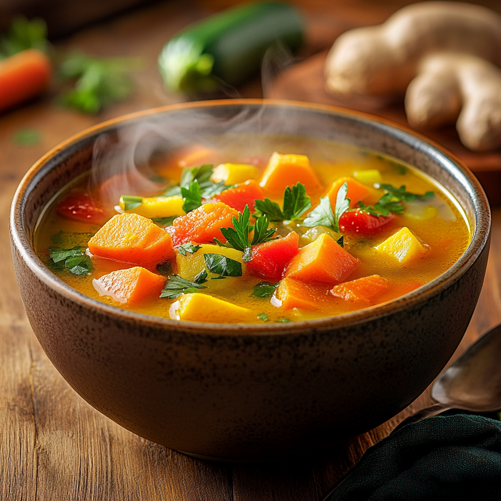 Sopa de legumes fresca e colorida