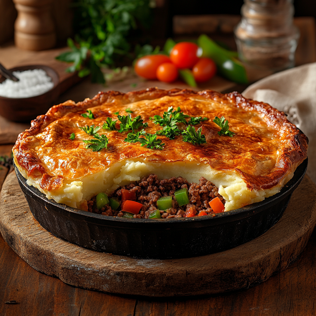 Torta de Carne Moída com Massa de Batata