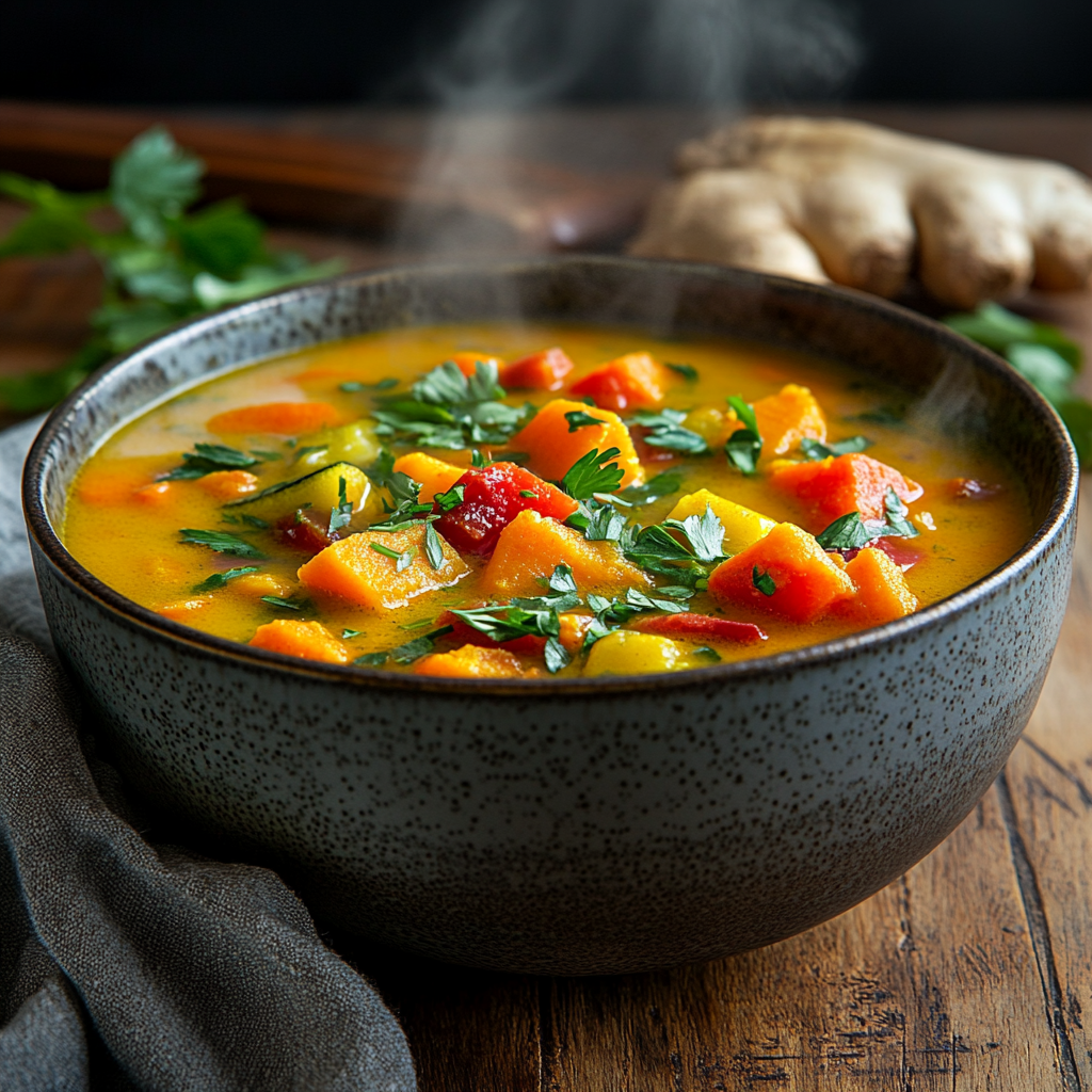 Sopa de Legumes com Gengibre e Cúrcuma!