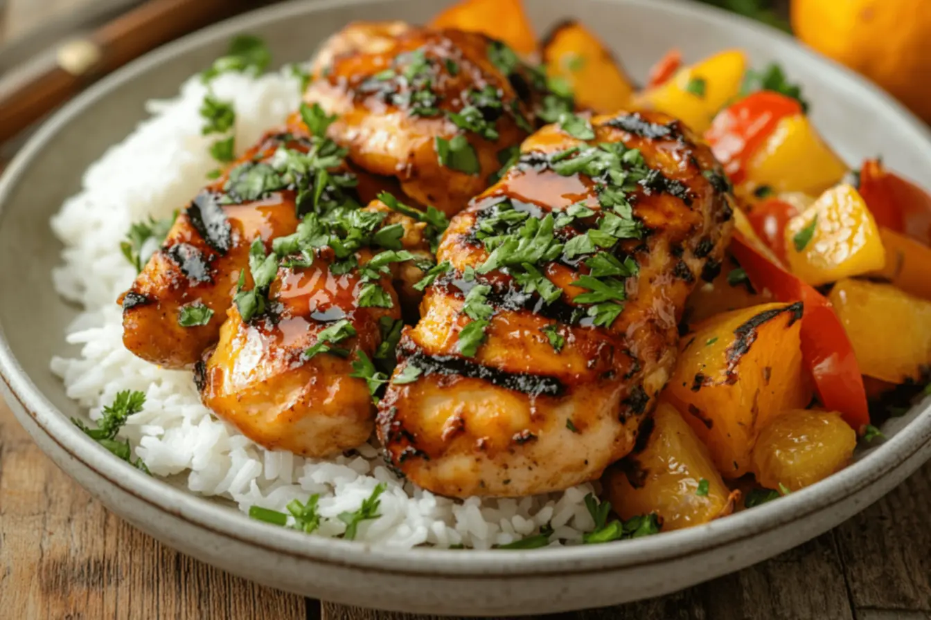 Frango ao Molho de Laranja pronto para servir