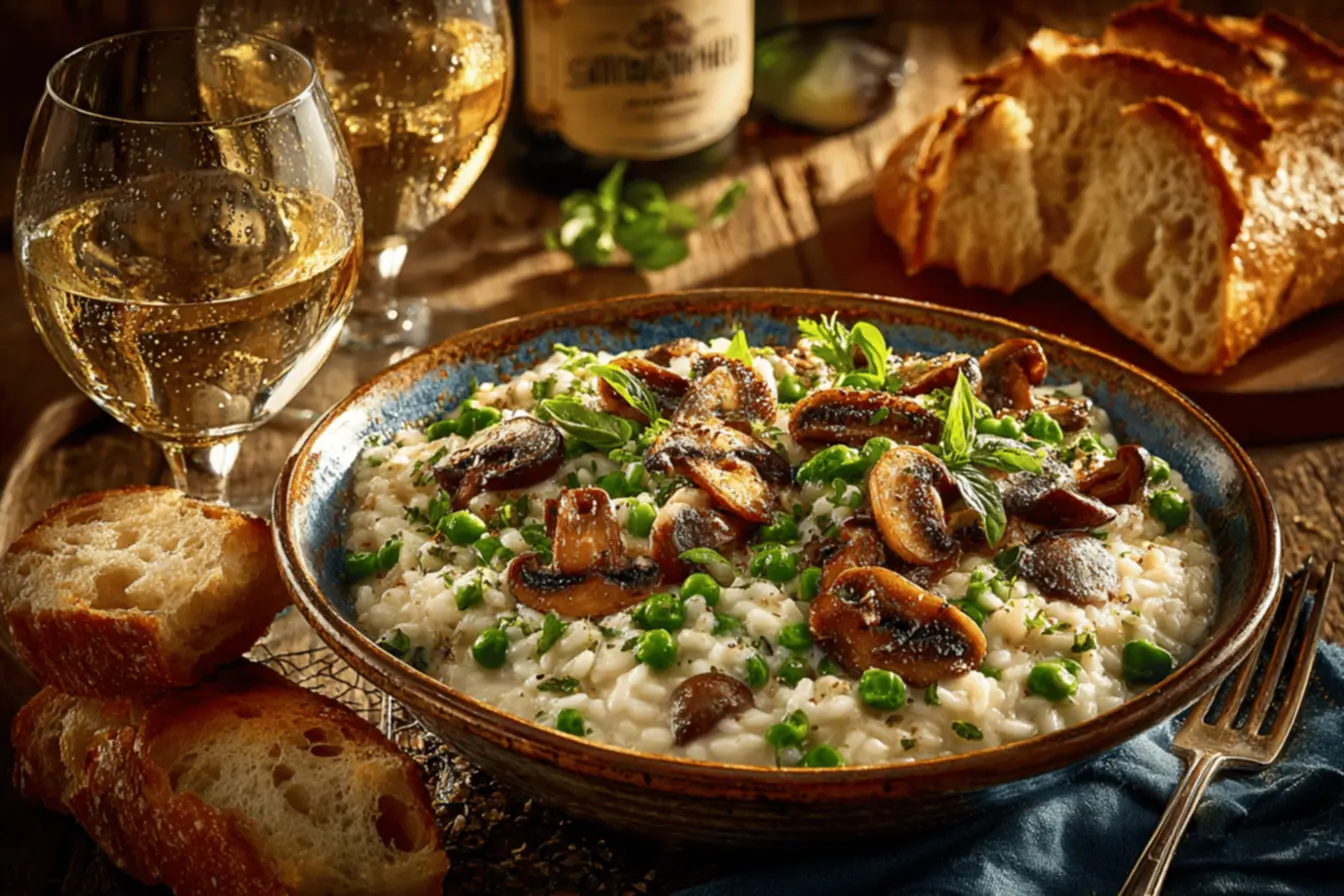 Um risoto bem apresentado, pronto para ser servido