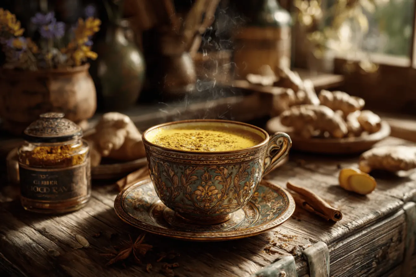 Ingredientes do leite dourado em uma bancada