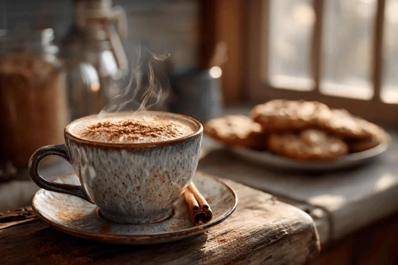 Café com canela e leite de coco
