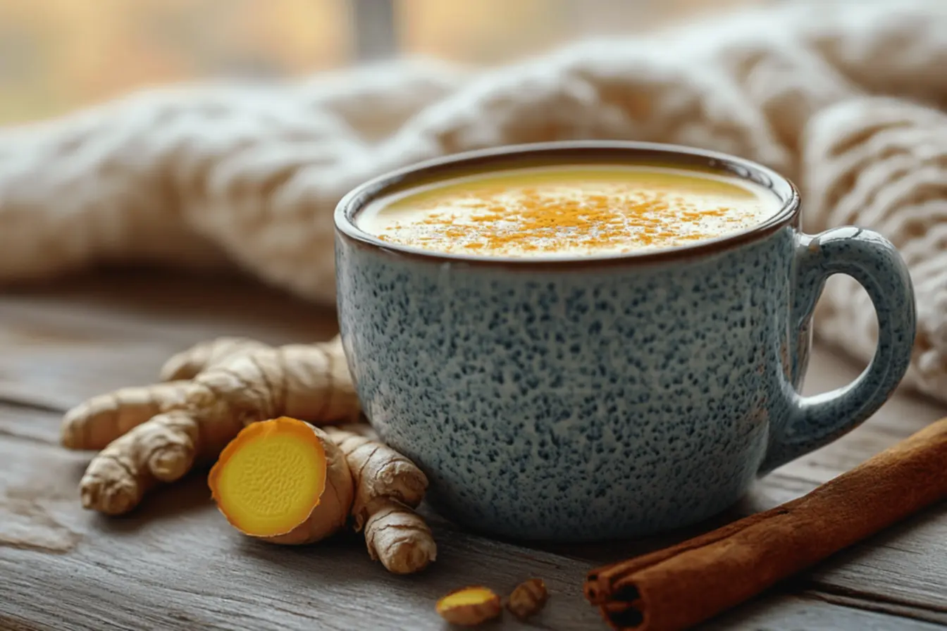 Ingredientes do Leite Dourado sobre uma mesa