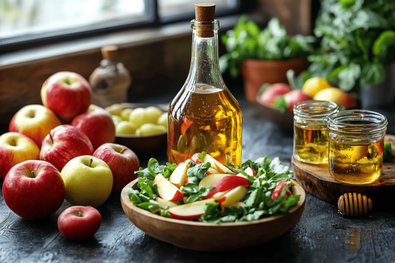 Ingredientes para salada com vinagre de maçã